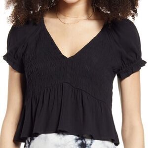 BP | Babydoll Shirred Crop Top